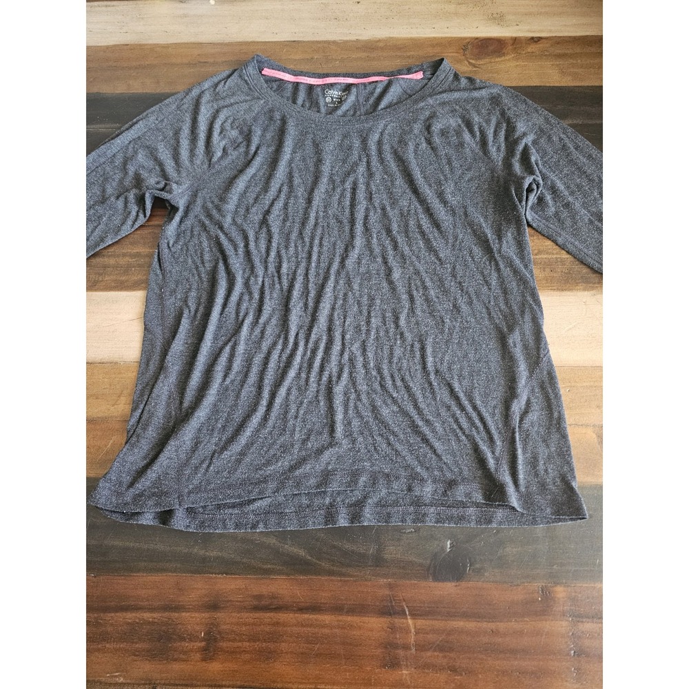 Calvin Klein Performance Women's L Gray Wick Long Sleeve Athletic Workout Top 79